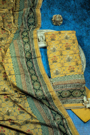 Rich Embroidered Pure Viscose Ginger Brown Unstitched Suit Set Geetha Creation